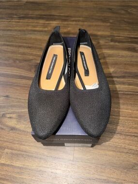 French Connection Black Pointed Knit Slip-On Loafers
